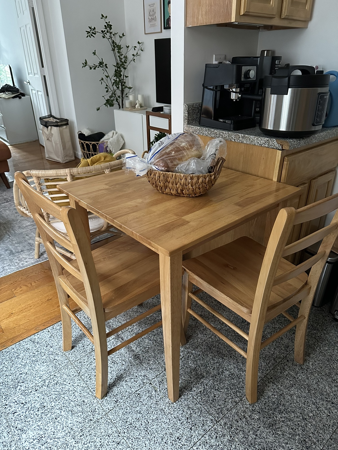 Small Wooden Table and Two Chairs Set