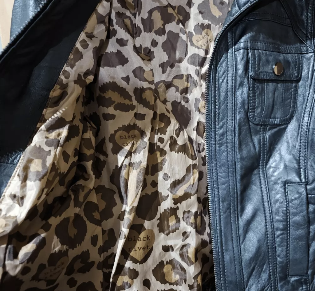 Black Rivet Leather Jacket image indicator(4)