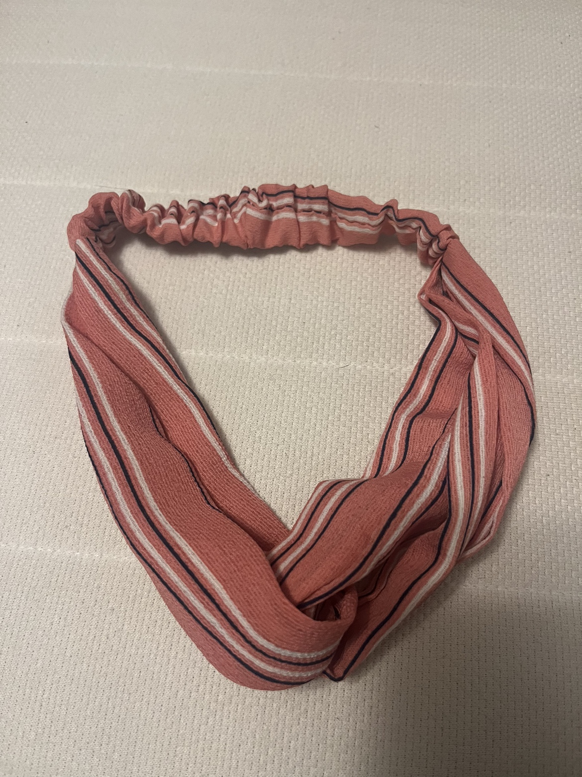 Pink and White Striped Headband thumbnail