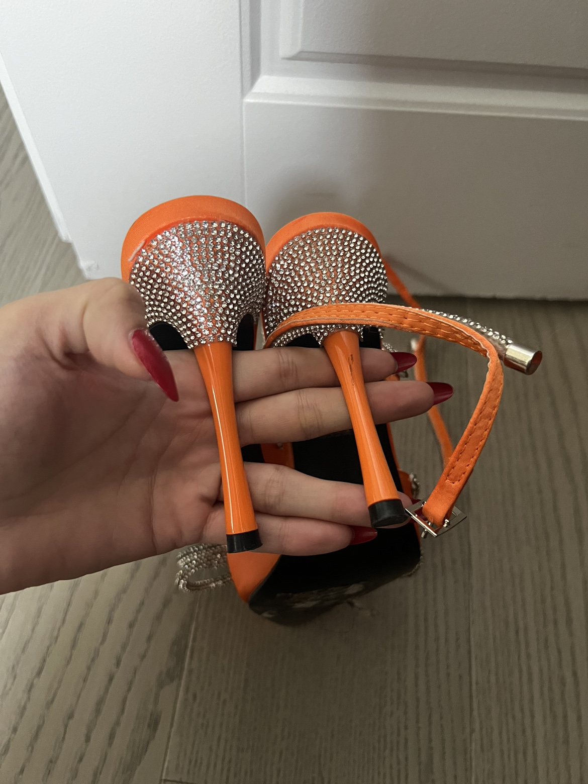 Orange Rhinestone Bow Heels image indicator(3)
