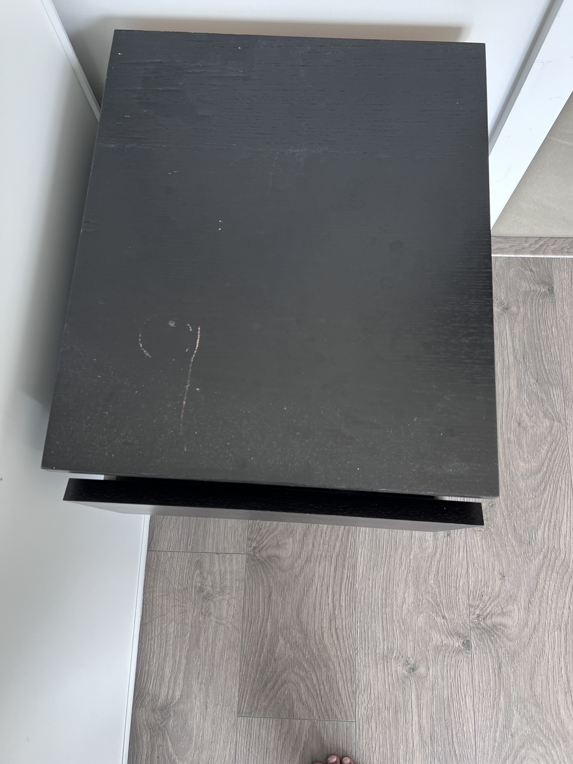A Black Two-Drawer Nightstand - photo 3
