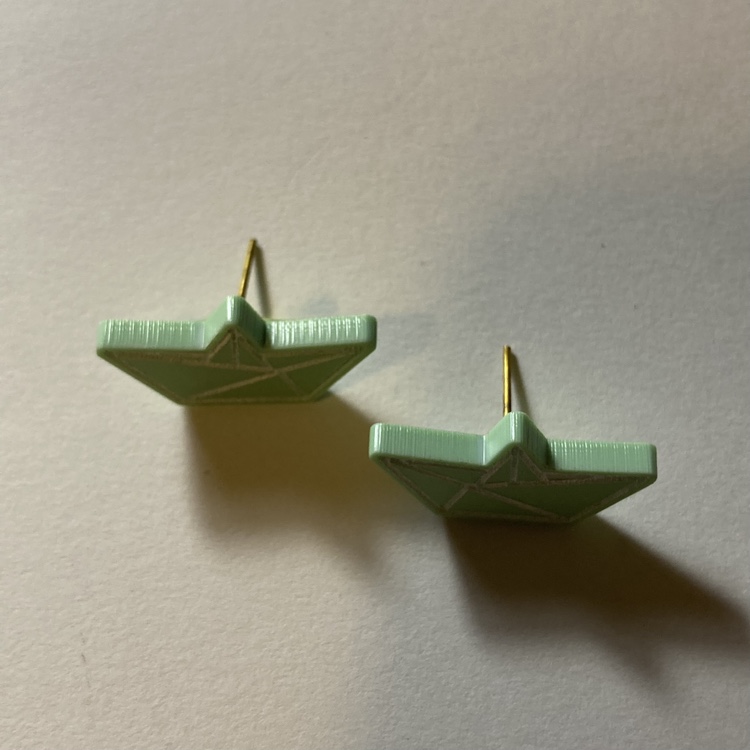 Green Paper Boat Stud Earrings image indicator(2)