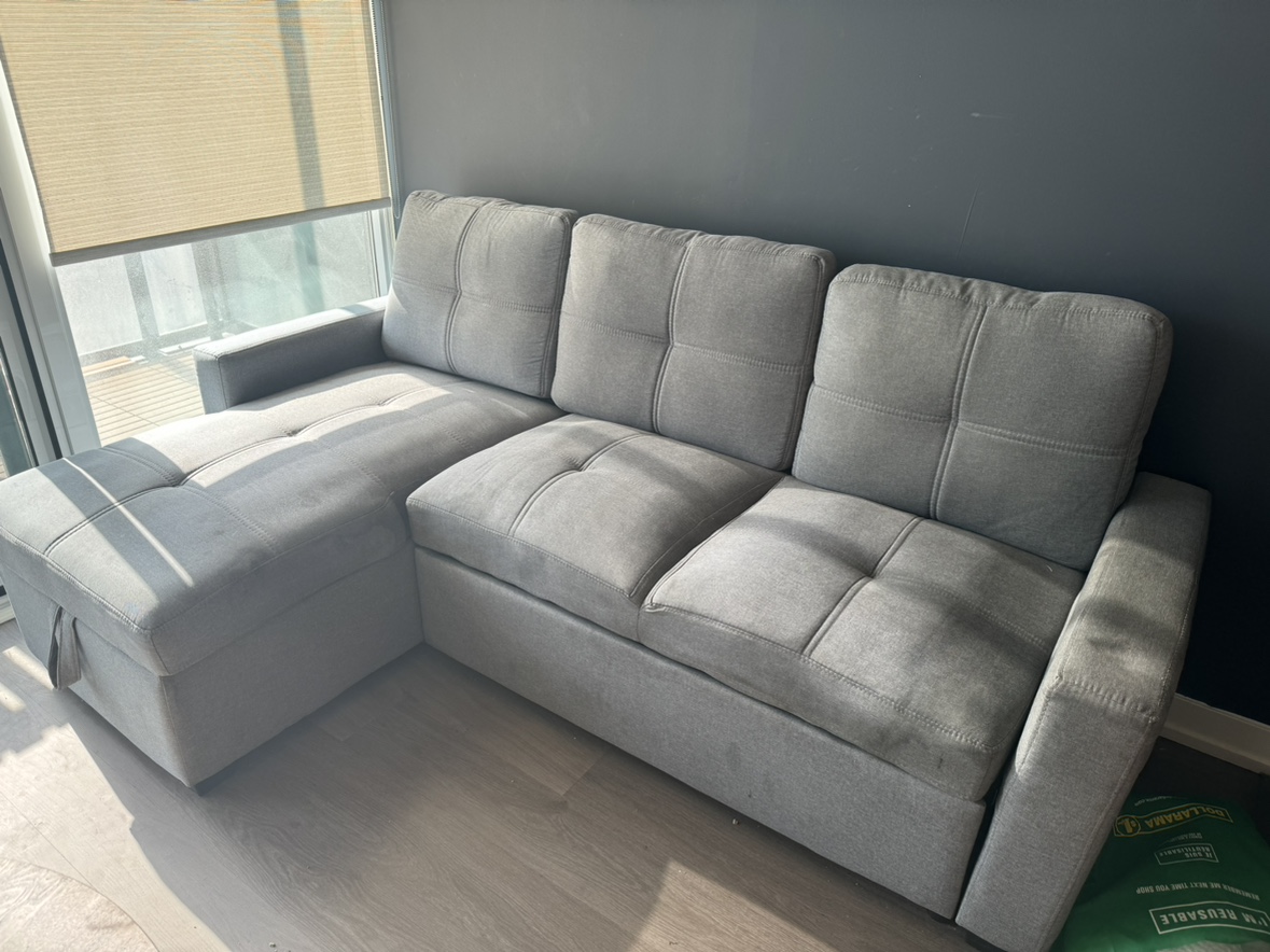 Grey Sectional Sofa with Pull-out Bed