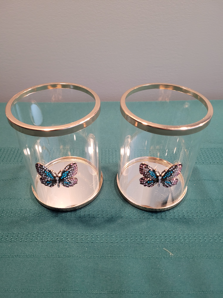 Set of 2 Glass Candle Holders