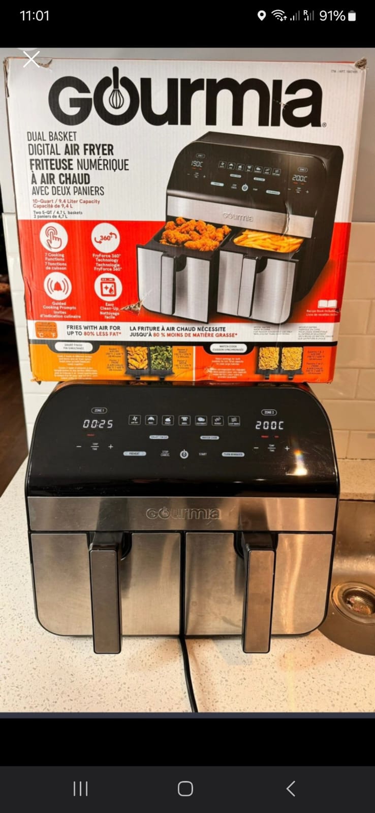 Gourmia Dual Basket Air Fryer thumbnail