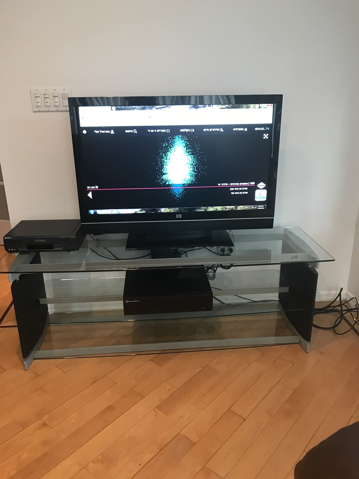 Glass TV Stand with TV - photo 3