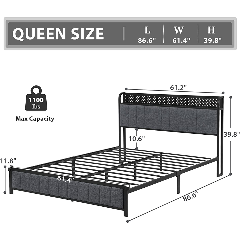 Brand New Queen Bed with LED Lights, Storage. - photo 5