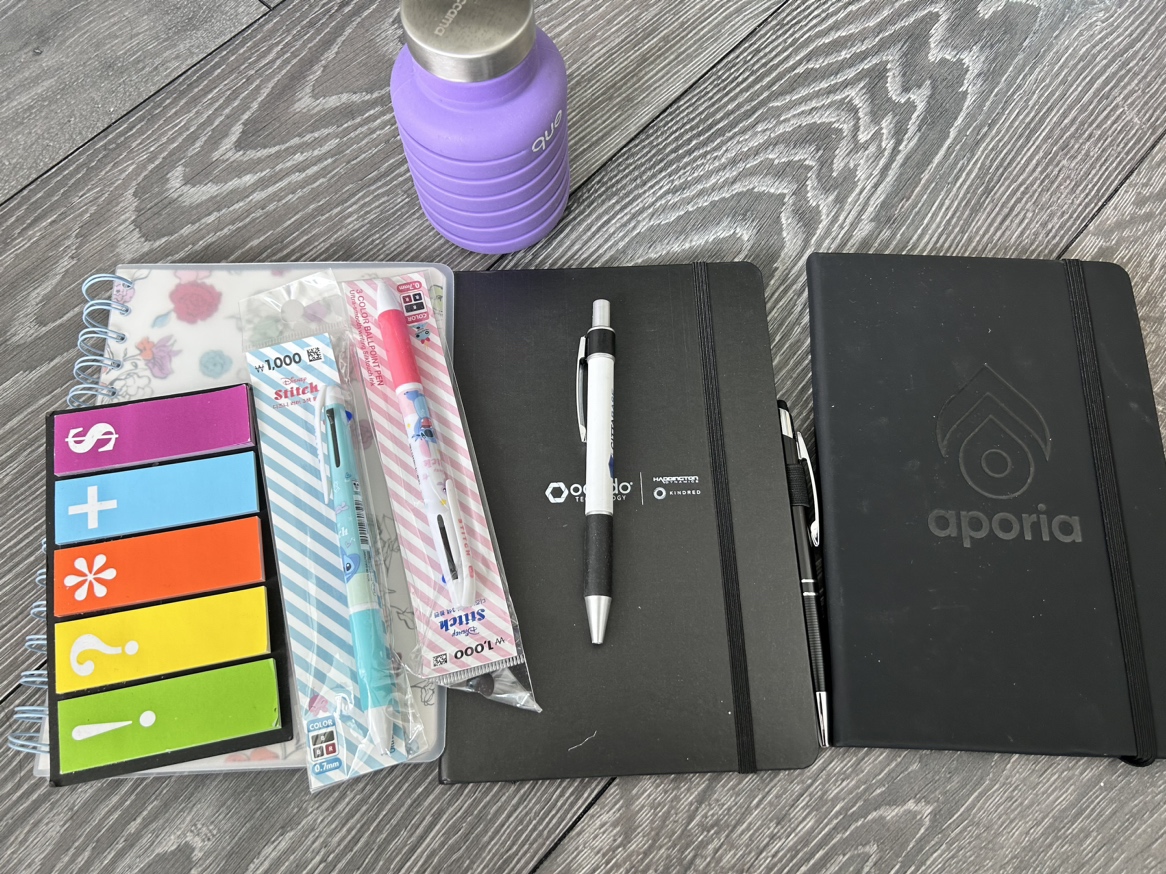 #FREECYCLE notebooks, pens collapsible waterbottle