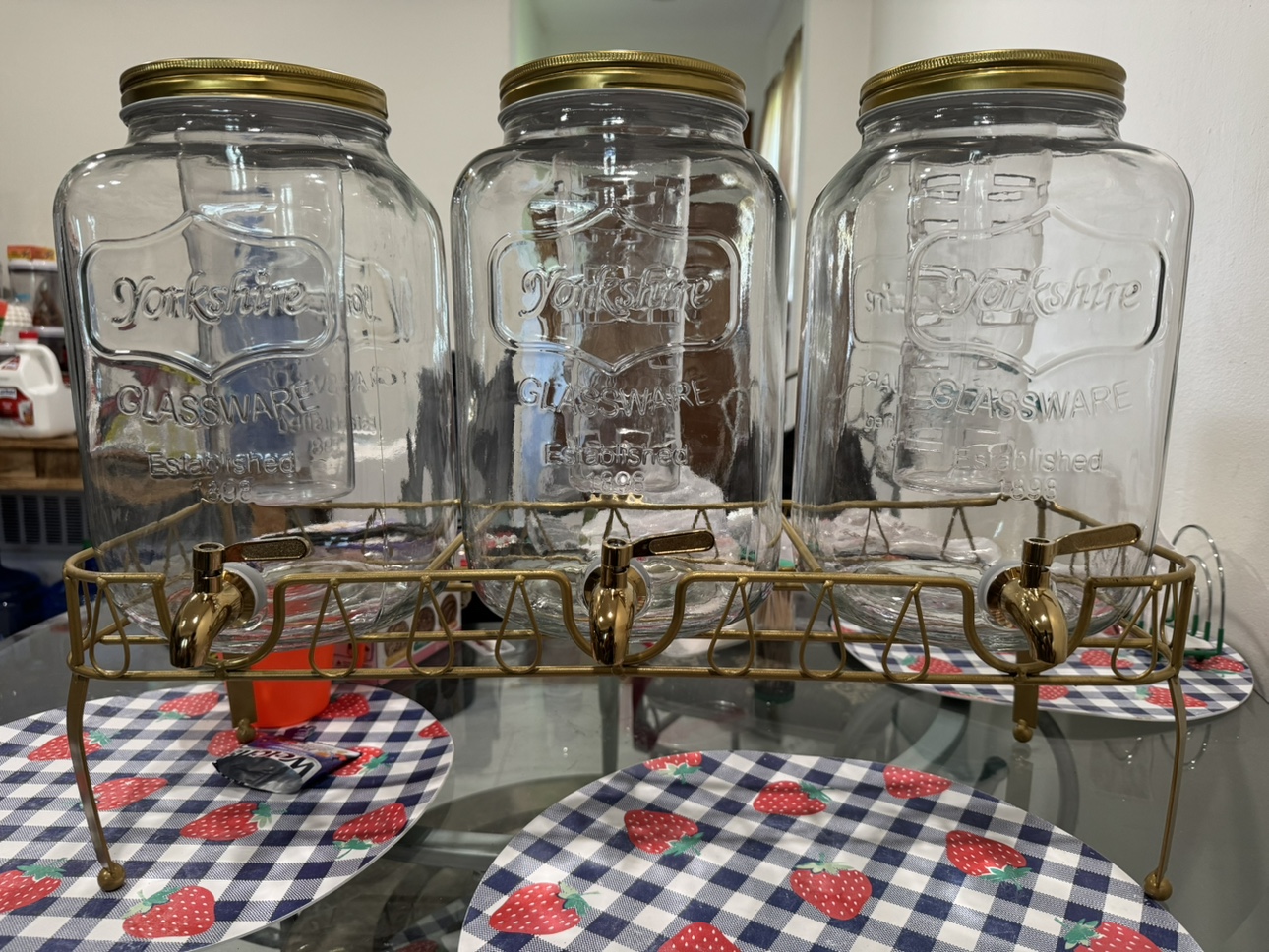 Set of Three Glass Beverage Dispensers