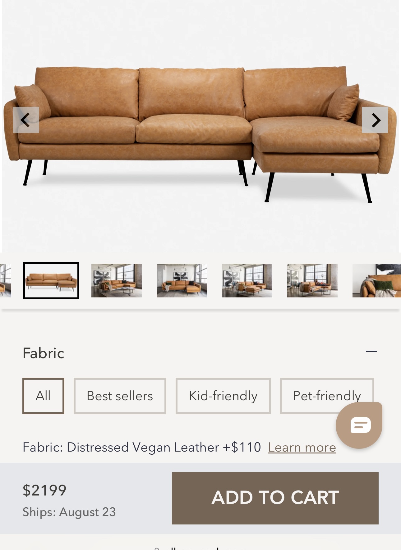 Albany Park vegan leather sectional sofa - photo 3