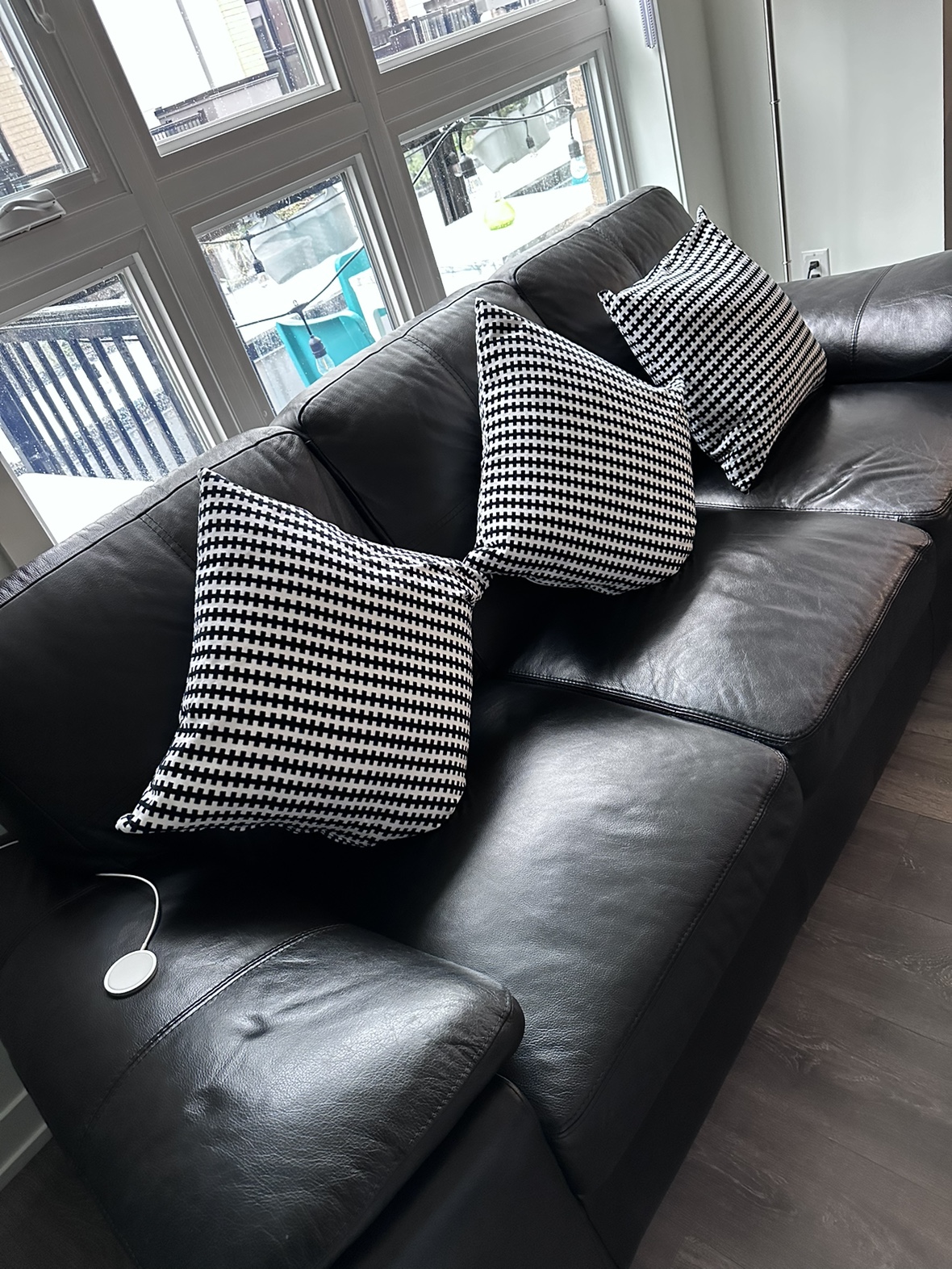 Black Genuine Leather Sofa