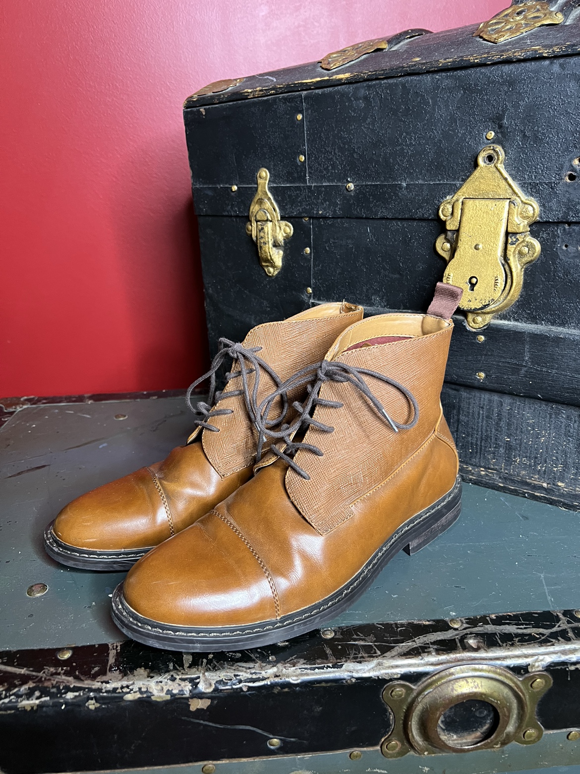 Like new-Unisex Brown Leather Ankle Boots - photo 2