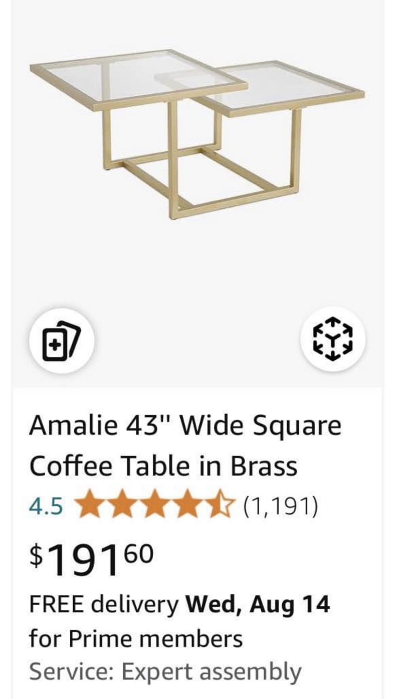 Gold Metal and Glass Coffee Table - photo 4