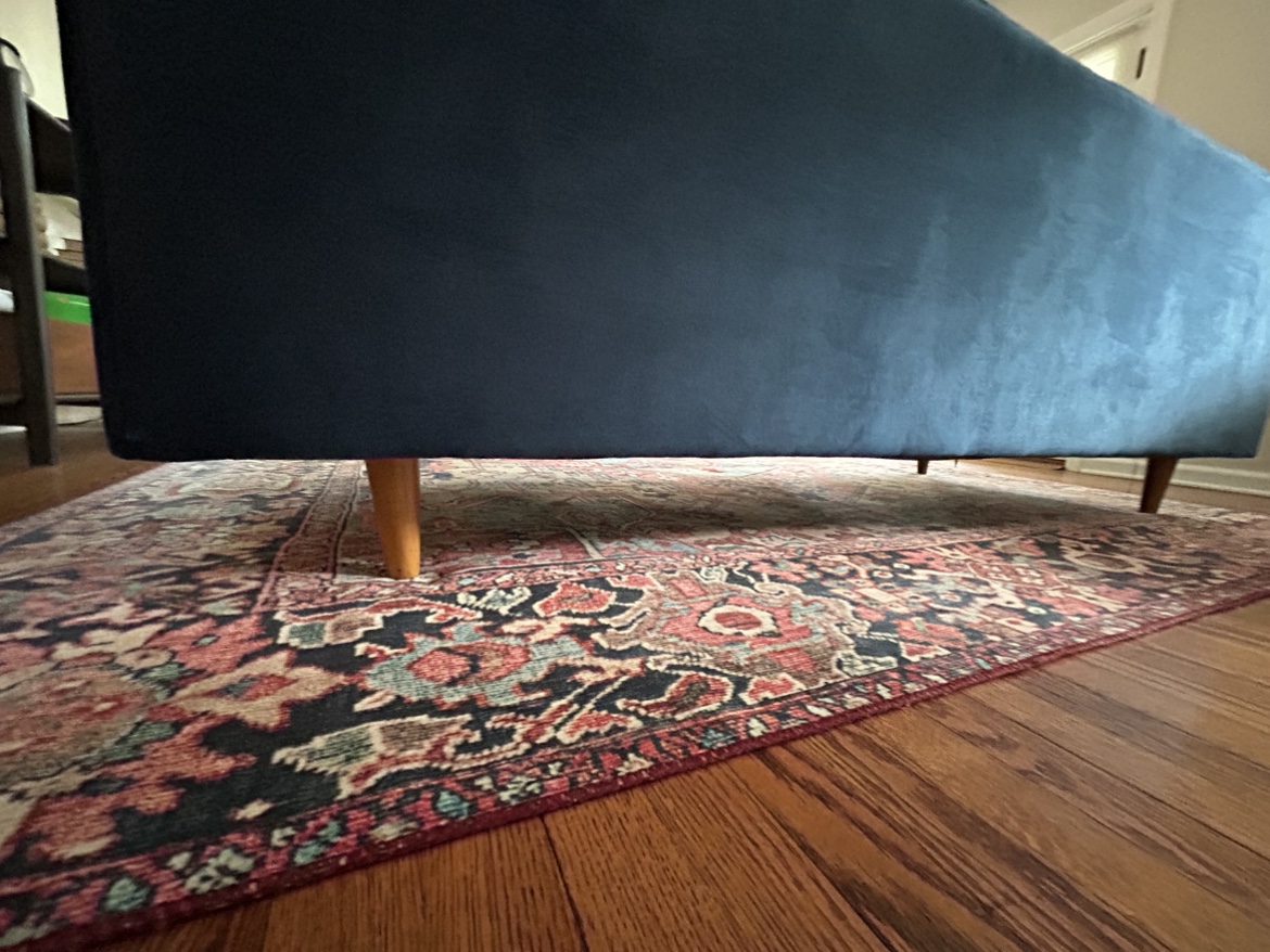 West Elm Velvet Couch - photo 4