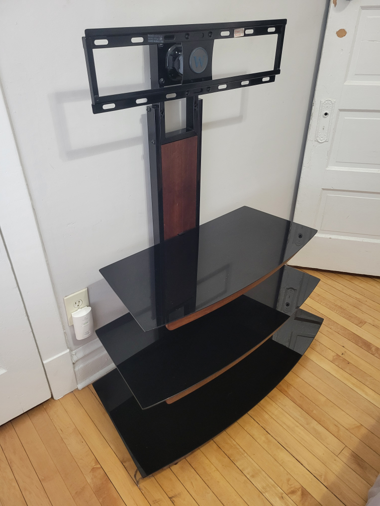 TV Stand with Mount - Glass Shelves