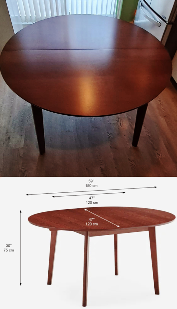 Wooden extendable table 120cm to 150cm