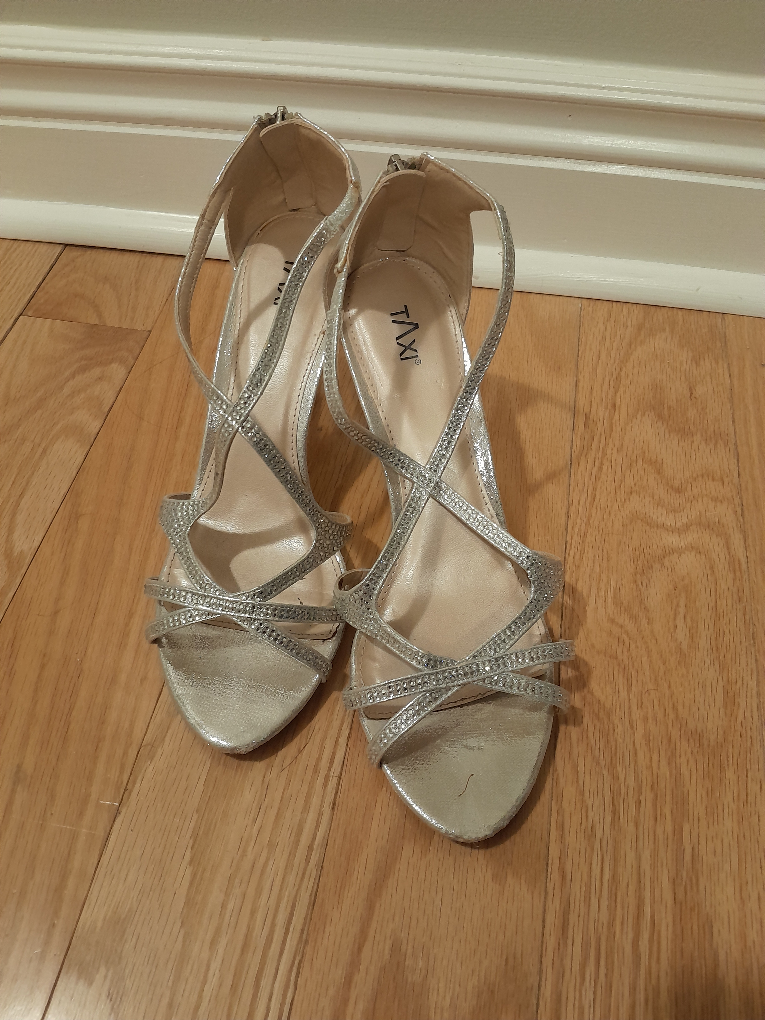 Silver Glitter Strappy Heels thumbnail