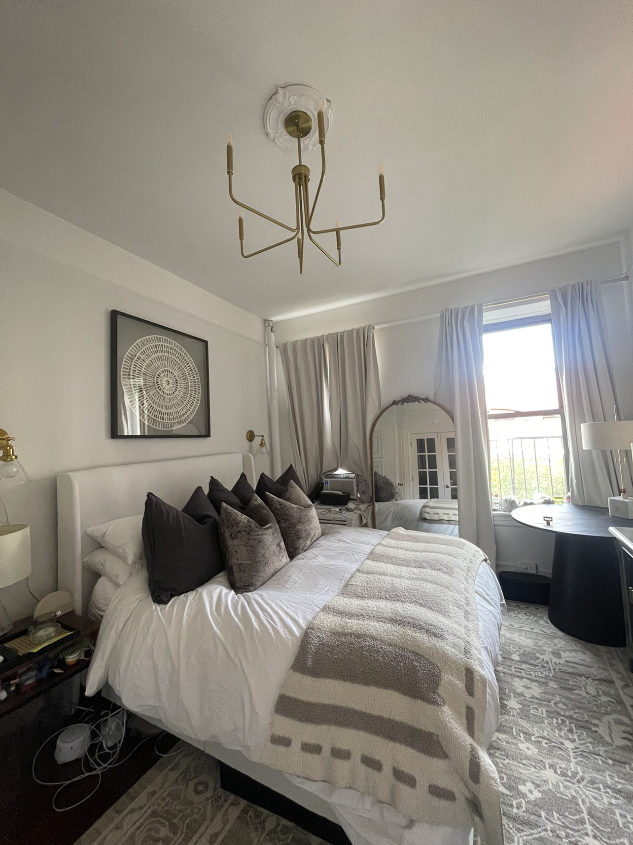 PICKUP ASAP: White Wingback Upholstered Bed Frame