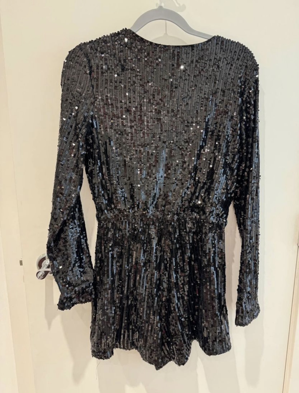 Dynamite Christelle Sequin Stretch Romper Black - photo 2
