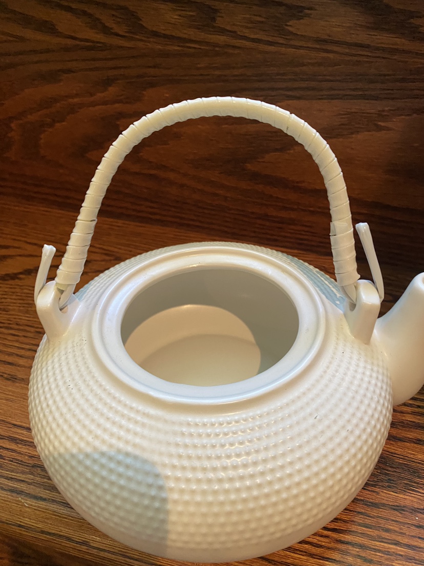 White Teapot with Woven Handle - photo 2