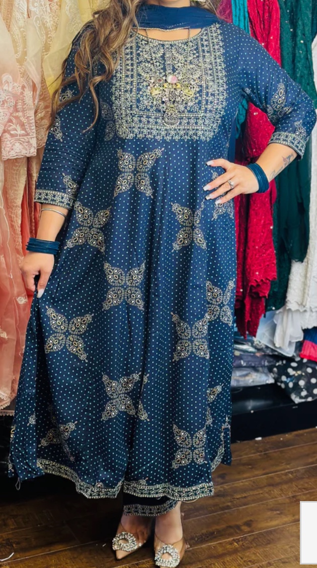 Blue and Gold Embroidered Suit