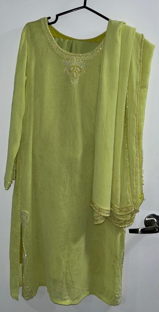 Green Beaded Dress 3 Piece