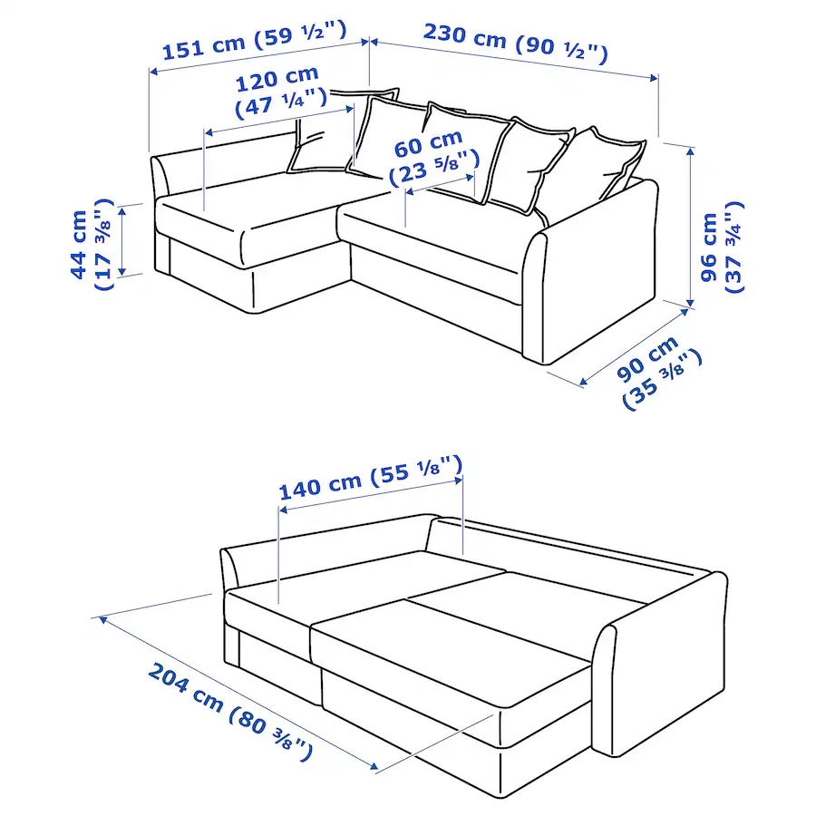 IkeaSky Blue Holmsund L Sleeper Couch - photo 4