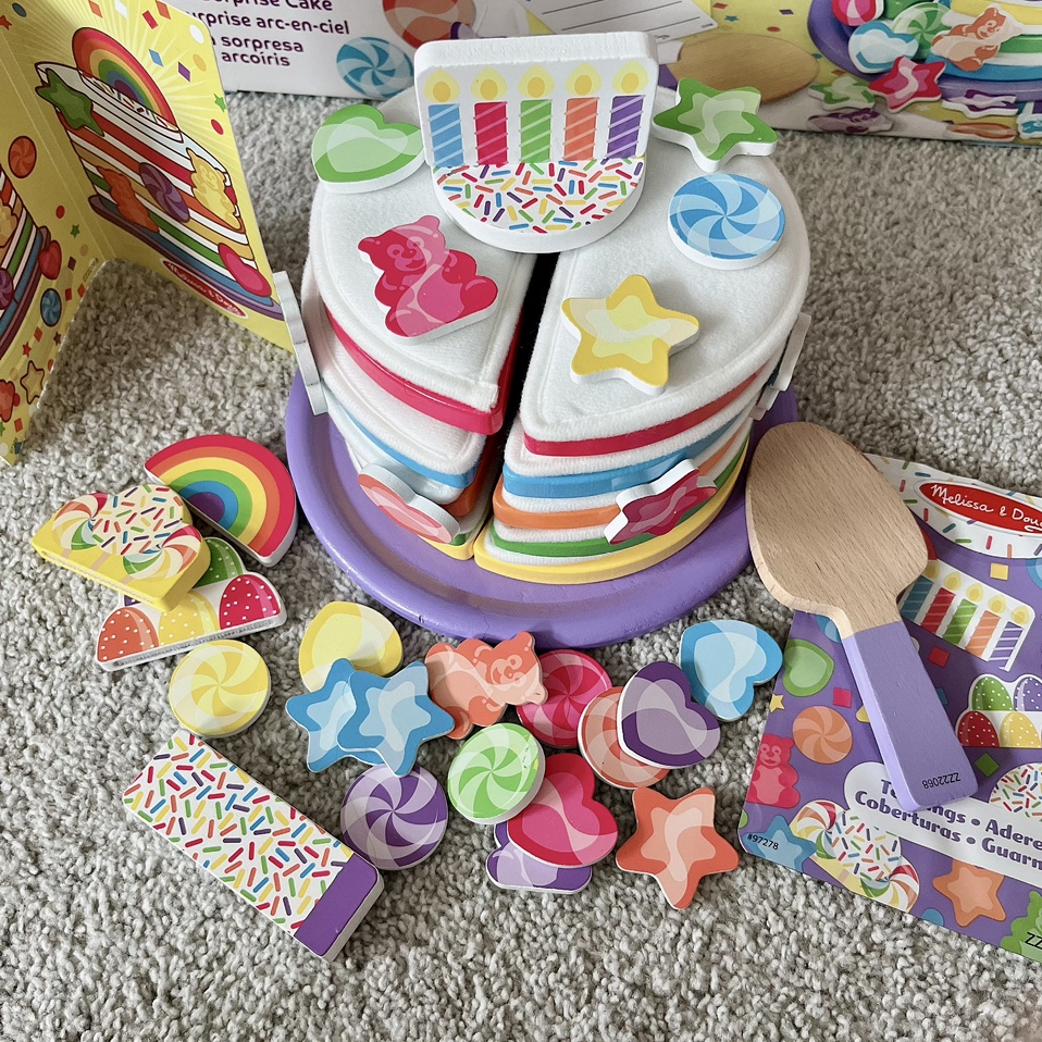 Melissa & Doug wooden rainbow surprise cake play set thumbnail