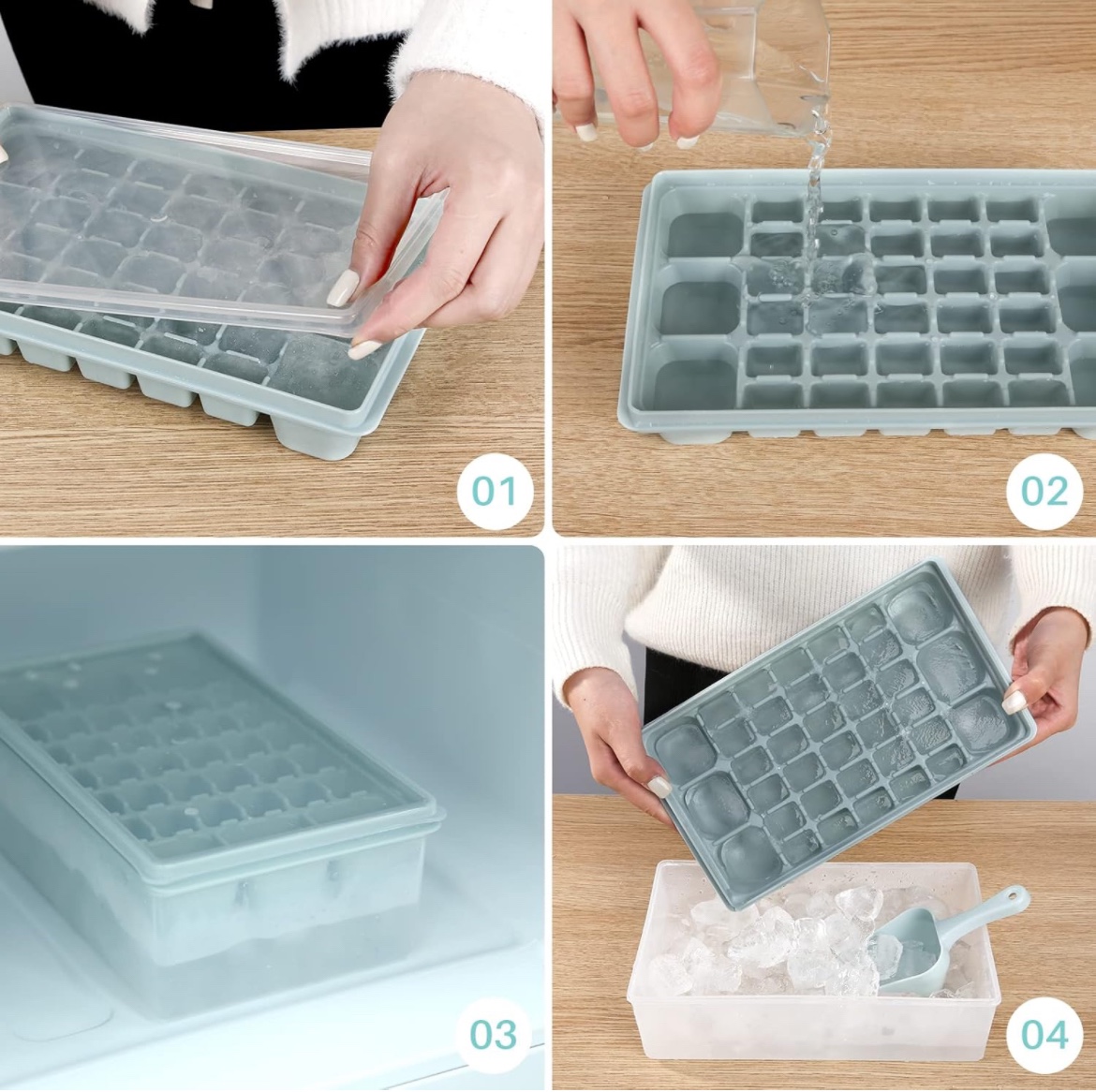 Ice Cube Tray with Lid and Bin & Scoop image indicator(6)
