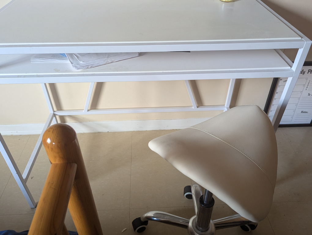 Desk or table & (sold separately) white adjustable Saddle Chair - photo 2