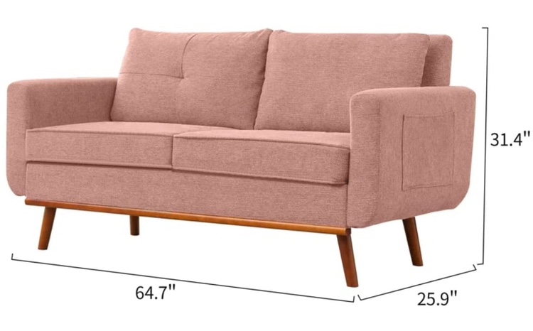 New Pink Couch with Wooden Legs - photo 2