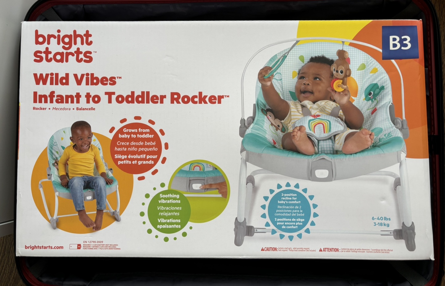 Brand new-Bright Starts Wild Vibes Infant to Toddler Rocker thumbnail