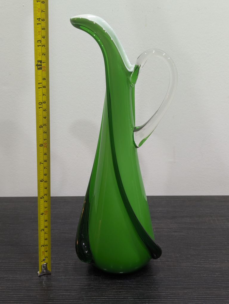 Italian-Made Green Empoli Art Glass Carafe image indicator(3)