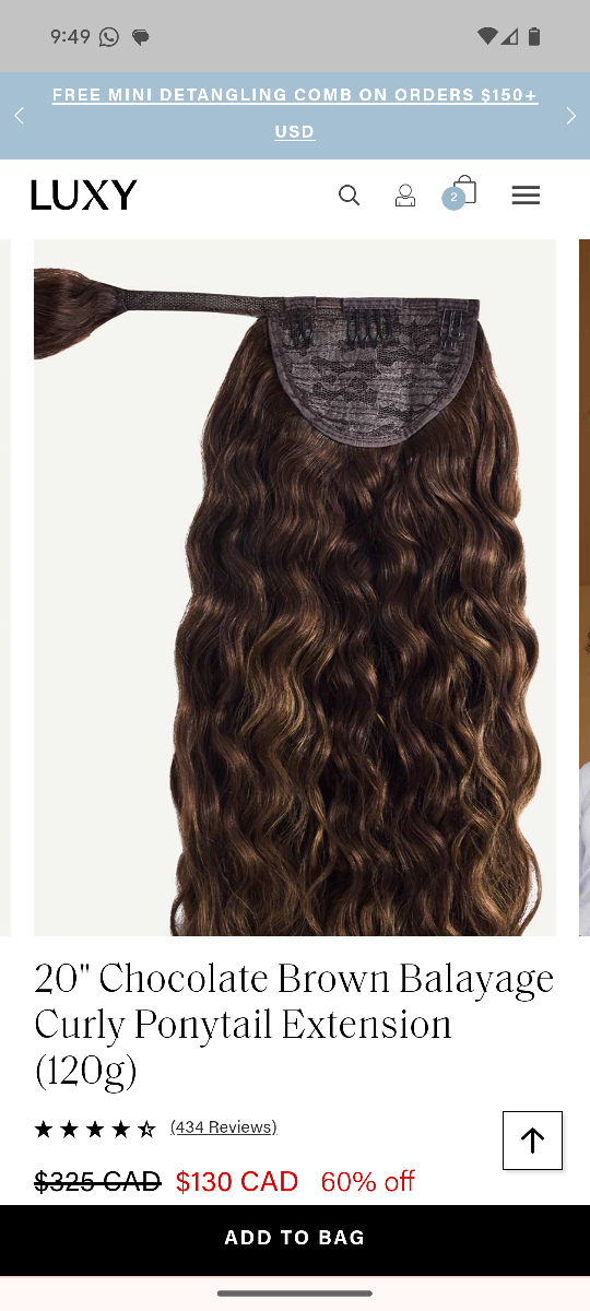 Luxy Hair Curly Ponytail Extension 100% Human Hair image indicator(3)