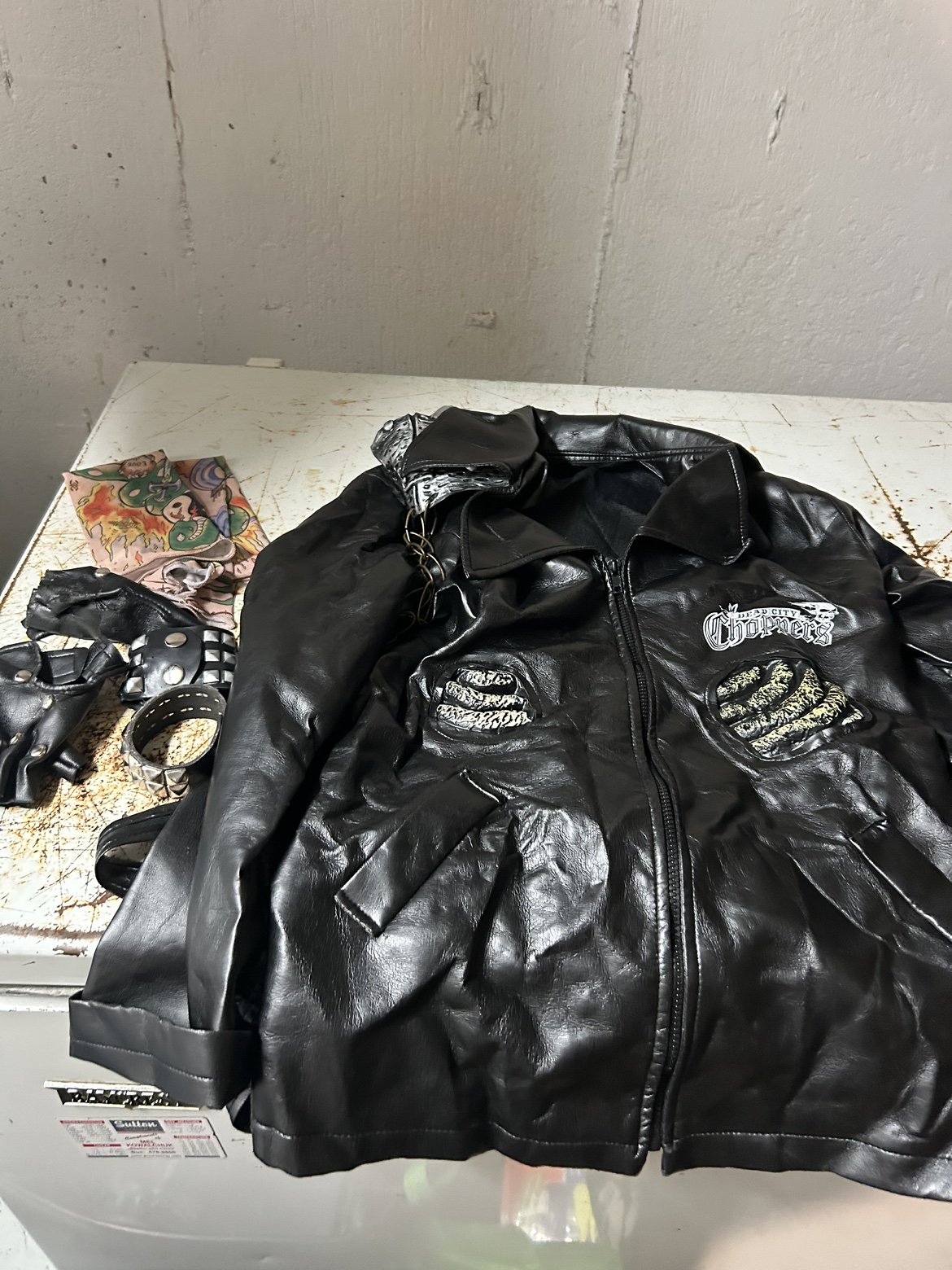 Black Faux Leather Jacket children’s  Halloween costume