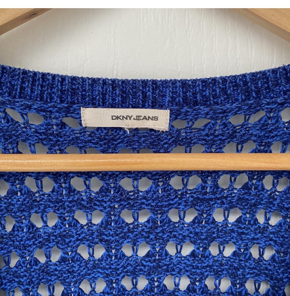 DKNY Blue Knit Cardigan Sweater image indicator(3)