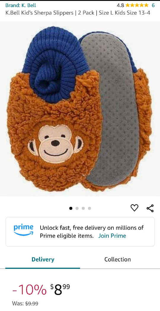 🥕 NEW!   2 Pairs of Kid's Soft Sherpa Slippers (BOTH for $5!) image indicator(6)