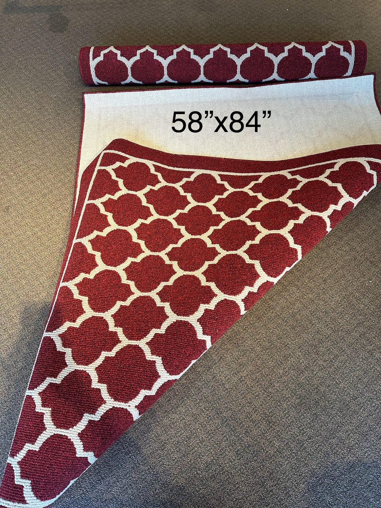 Red and White Geometric Area Rug