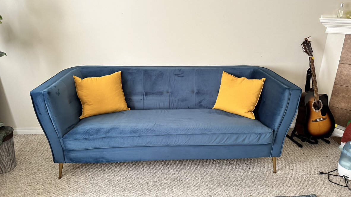 Structube Blue Velvet Sofa & Loveseat - photo 2