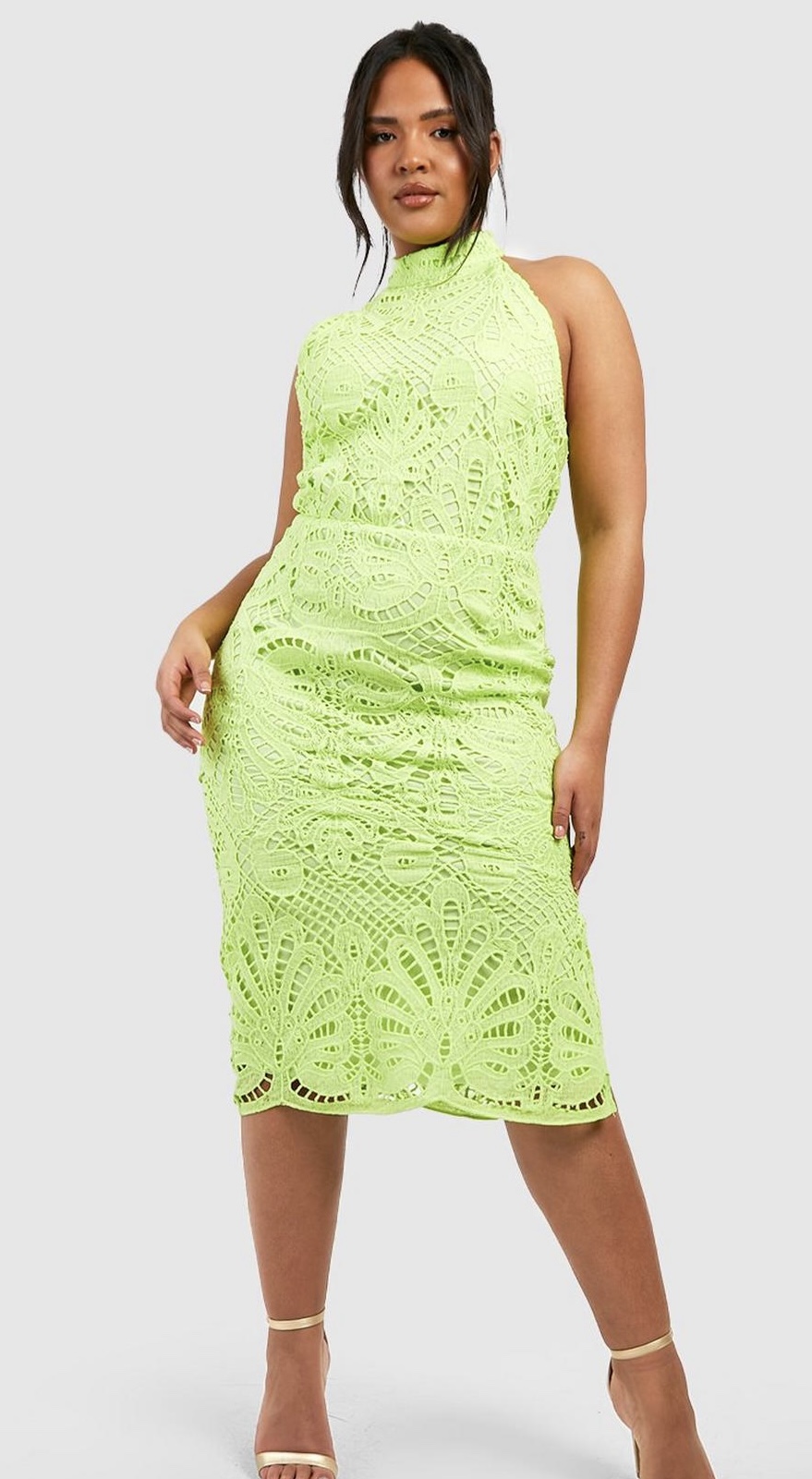 Green Lace Halter Dress
