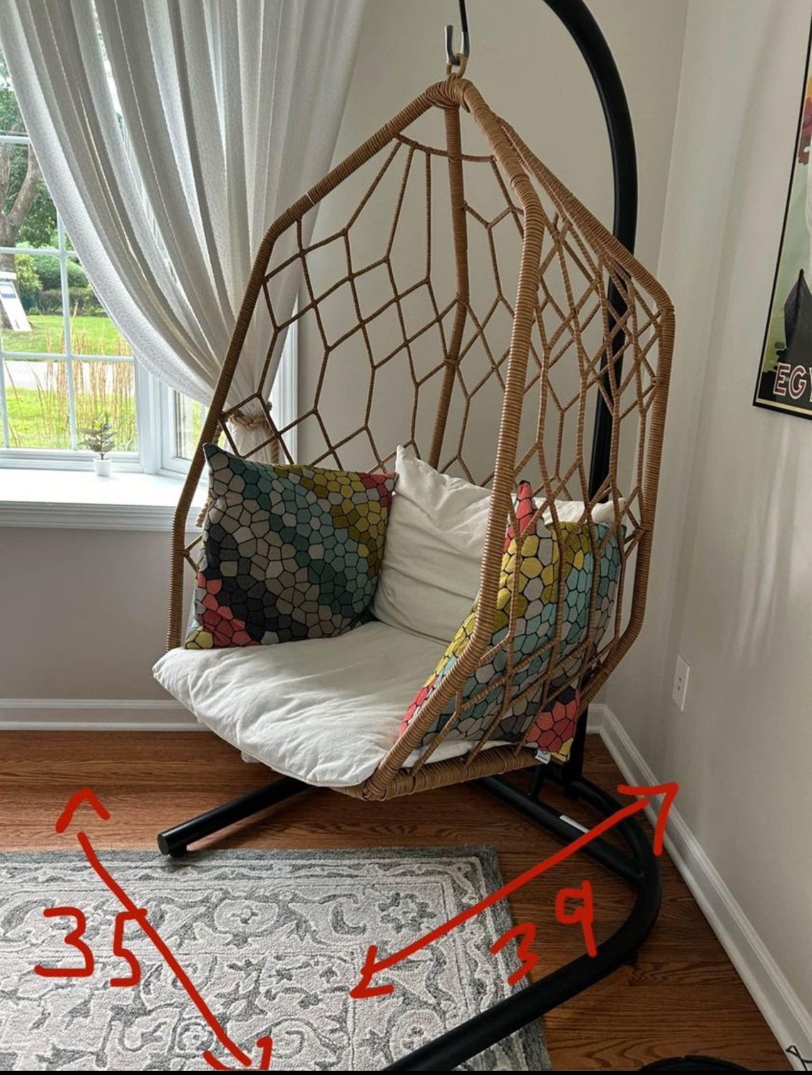 Swinging egg chair with stand- like new! - photo 5