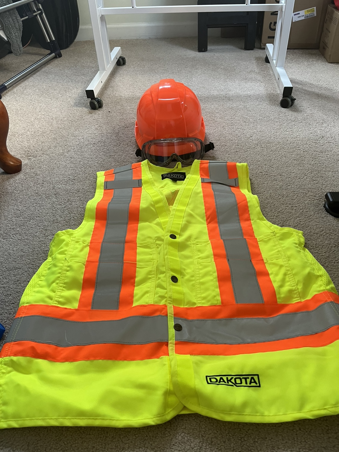 Mark’s hard hat, safety glass, safety vest set