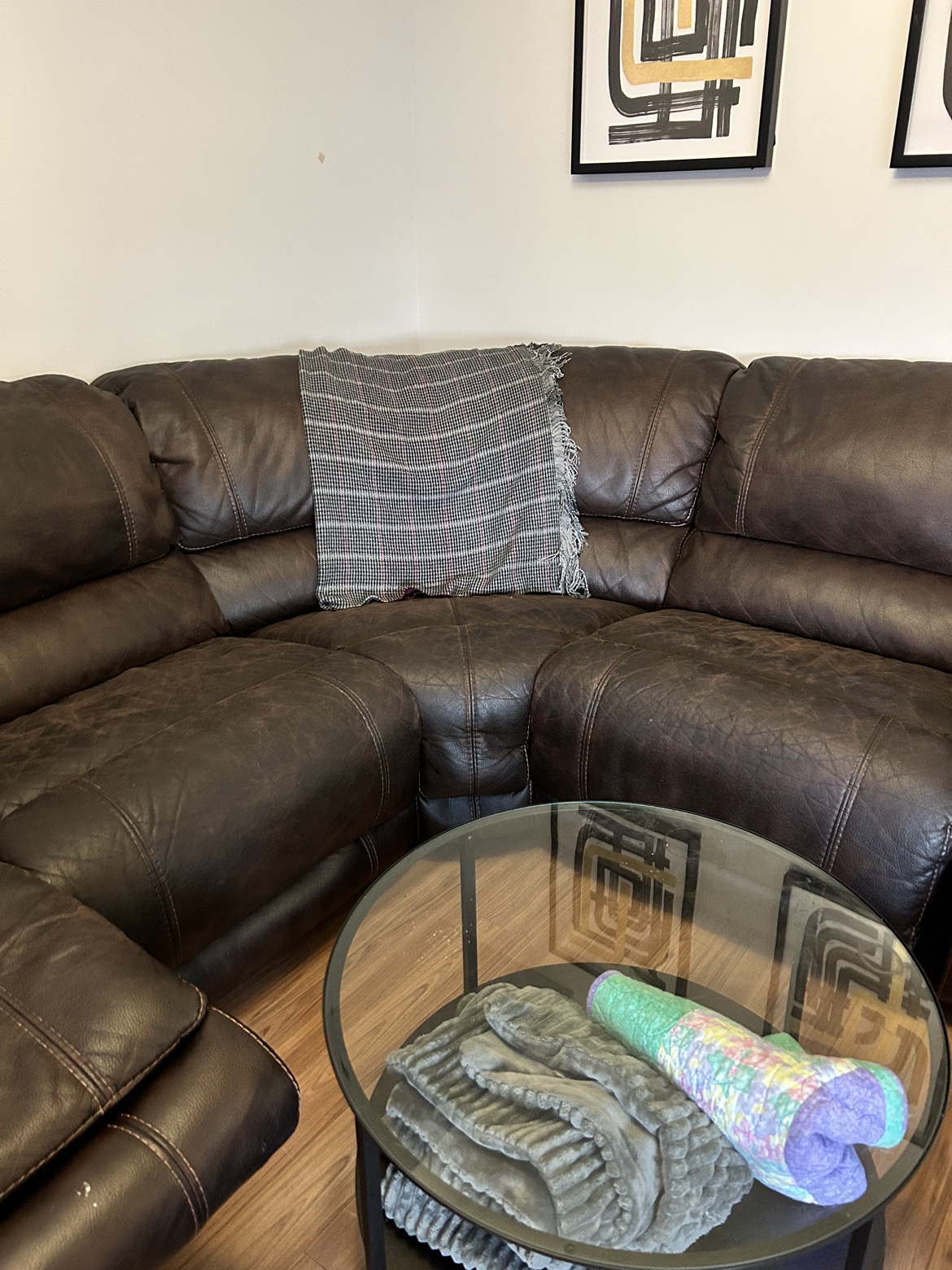 Brown Leather Sectional Sofa - photo 3