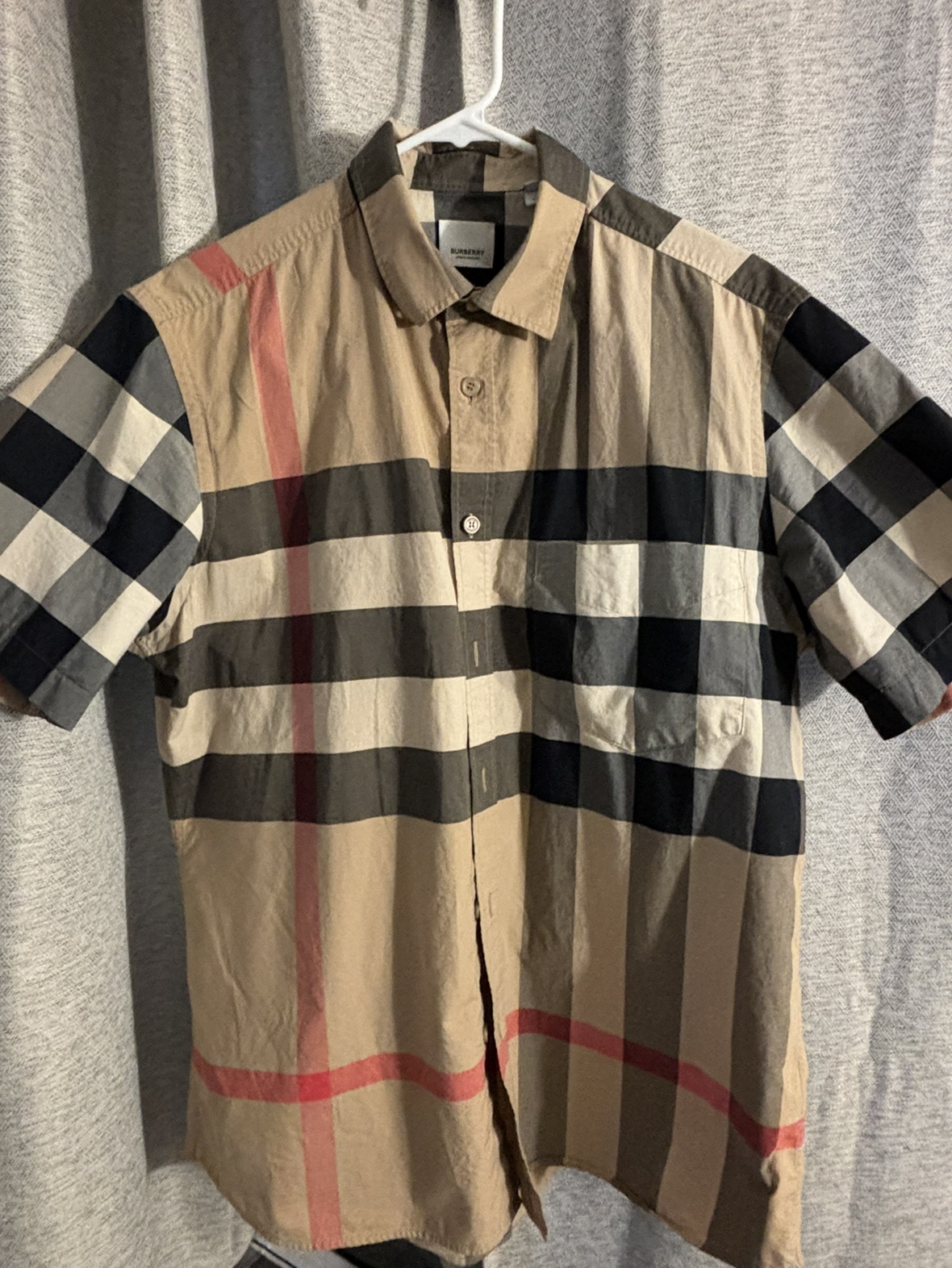 Burberry Check Short Sleeve Button Down Shirt