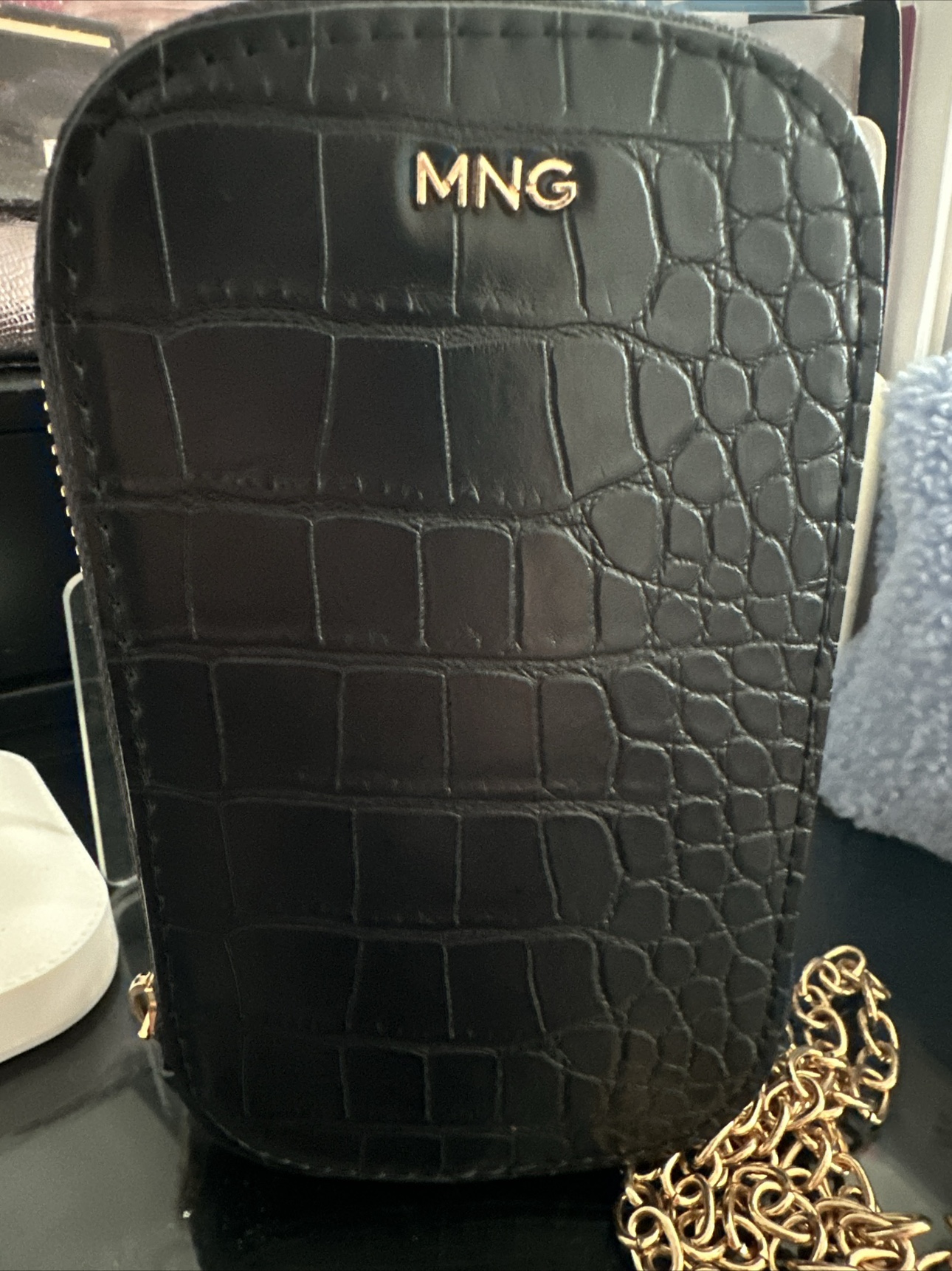 MNG Black Crocodile-Embossed Purse #freecycle