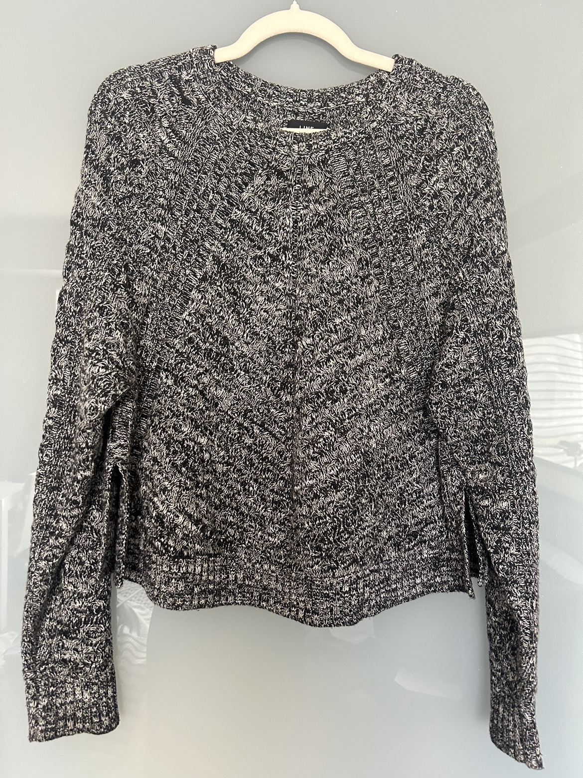 Black and White Cable Knit Sweater LINE - small thumbnail