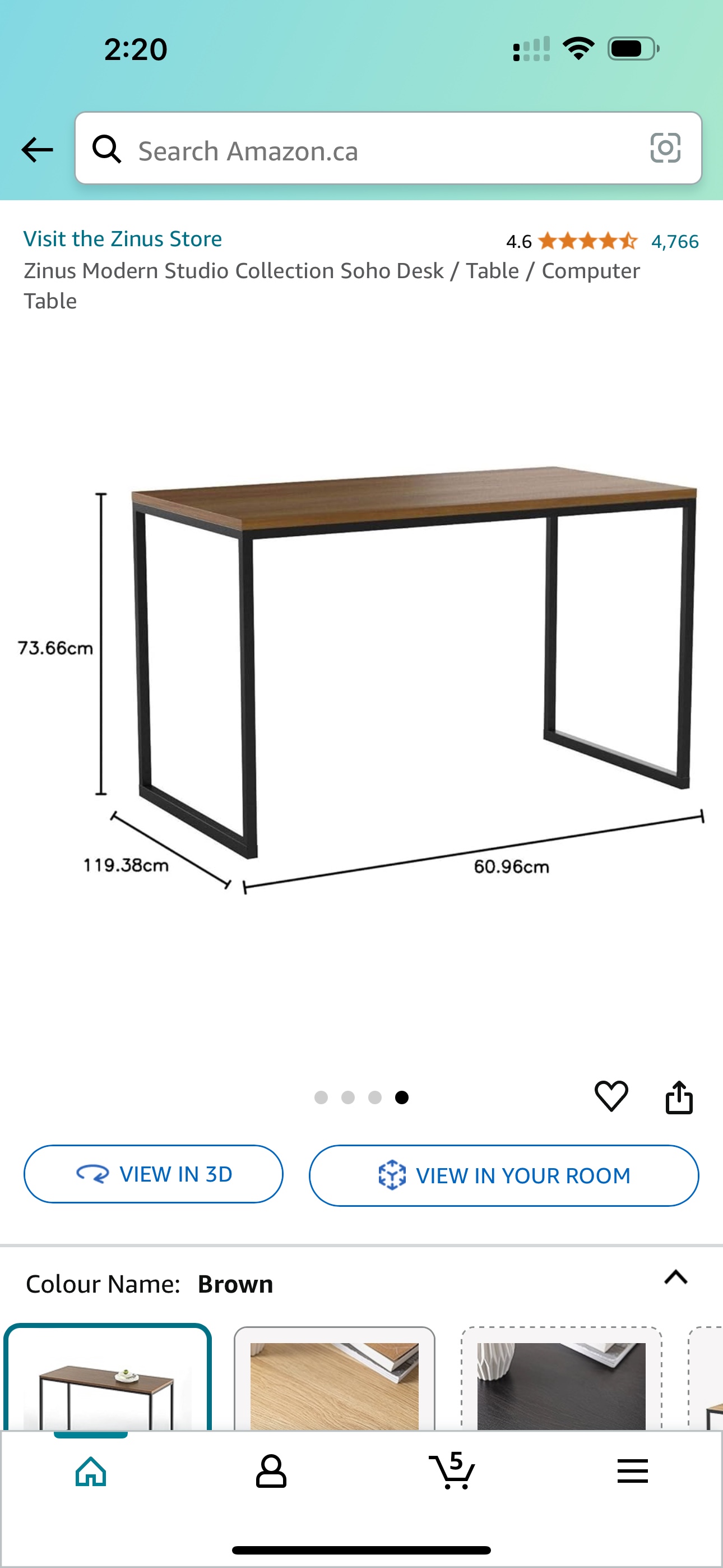 Zinus Jennifer 47 inch Computer Desk or Dining Table - photo 2