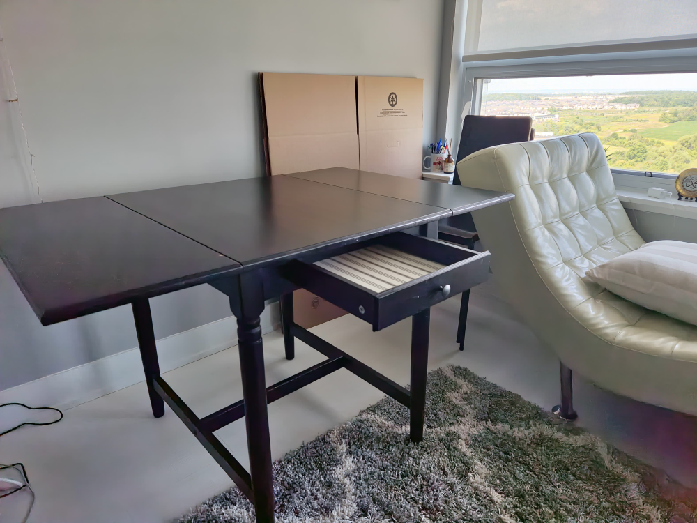 Black Drop Leaf Wooden Table - photo 3