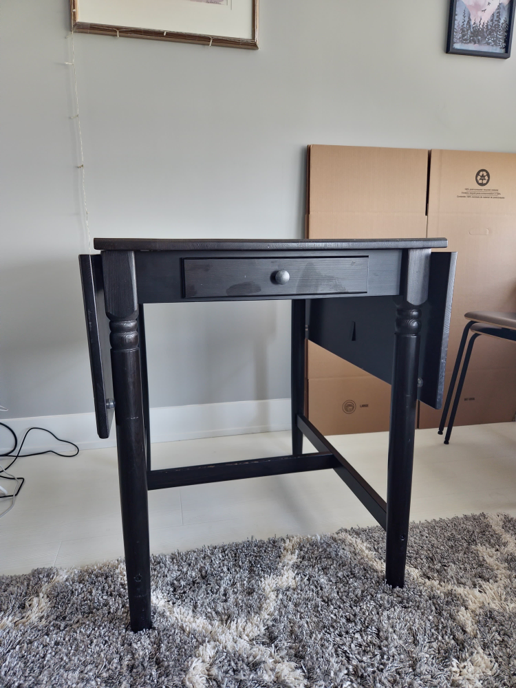 Black Drop Leaf Wooden Table - photo 5