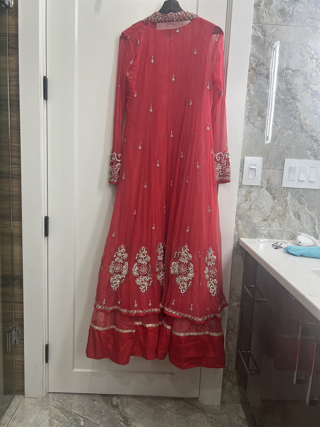 Red Embroidered Pakistani Suit